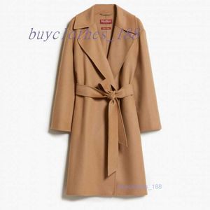 Kurtki damskie Wool Blend Coats Designer Trench Płaszcz 2024 Nowy wiosenny jesień Środkowy Modka Koreańskie ubrania zimowe z paskiem 5 MBK