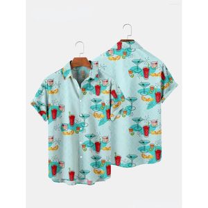 Mens Casual Shirts Cocktail Pattern Short Sleeve Retro Hawaiian Street Style Harajuku Oversized Clothing Drop Delivery Apparel Dhvba