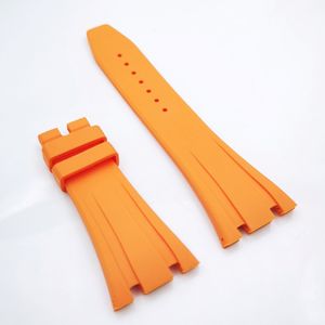 27mm Orange Color Rubber Watch Band 18mm Folding Clasp Lug Size AP Strap for Royal Oak 39mm 41mm Watch 15400 15390 236q