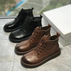 Boots Maxdutti Fashion Ladies Shoes Autumn And Winter Cowhide Short Women's Retro Old Motorcycle Real Leather Women