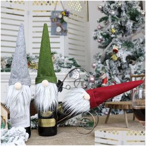 Decorações de Natal garrafa de vinho Er Handmade Swedish Gnomes Toppers para a Tabel de festa em casa de Natal Presentes LX3837 Drop Delivery Garden Festi Dhpcq