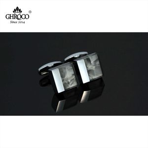 Cuff Links GHROCO High Quality Exquisite Square Metal Edge Drop Epoxy French Shirt Cufflinks Mens Fashion Luxury Gift