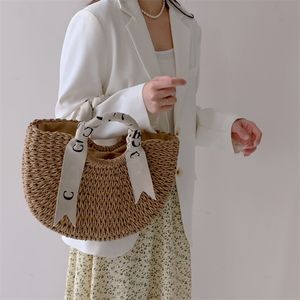 Casual designer bag crossbody woody tote bags designers woman simple letters straw short straps top handle solid woven luxury bags high quality vintage xb168 C4