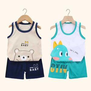 Set di abbigliamento 2 pezzi per bambini set di abbigliamento set di bambini t-shirt estate in cotone ragazzo e ragazze senza maniche per bambini abbigliamento wx wx