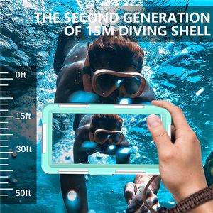 Universal 50ft dykande vattentät telefonfodral för iPhone Samsung LG Motorola Sony Google Cellphone Lanyard Outdoor Sports Full Protective Swimming Shell Suffsäker