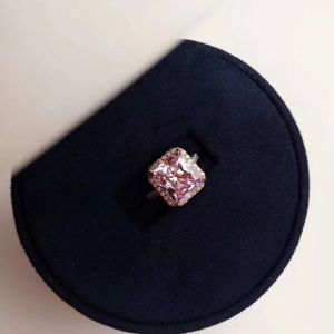 Moda- 2020 s925 srebrna plastowana 18-karatowa złota różowy diamentowy diamentowy pierścień diamentowy żeński diamentowy pierścień mody Srebrny pierścień 272t