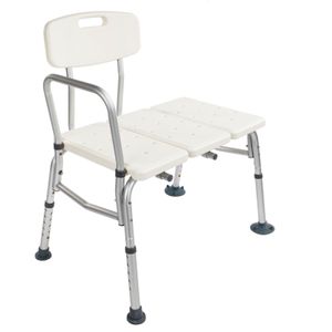 Badrumssäkerhet Dusch Tub Aluminium Alloy Bath Chair Transfer Bench With Wide Seat White