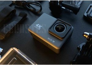 Câmeras de vídeo de ação esportiva 2023 Nova câmera anti-shake 4K/60FPS WiFi com controle de controle remoto de tração esportiva à prova d'água J0520