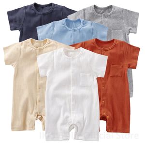 Unisexkläder från 0 till 24 månader gammal född kortärmad jumpsuit lämplig för tvillingpojkar och flickor bomull sommar tätt monteringskläder för små barn 240511