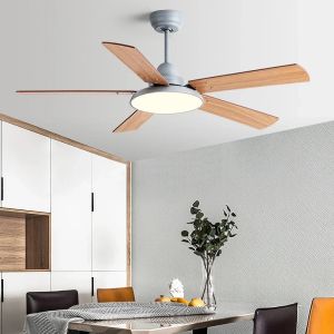 42/52/56 polegadas de 5 folhas de madeira pendente de madeira Light DC 32W Moter Ceiling Fan Light com controle remoto Velocidade ajustável do vento 110V 220V