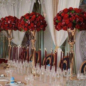Party Decoration Wholesale Gold Iron Flower Stand Wedding Table Centerpiece Tall Vases Marriage Pillars Metal Props Event Decor Center Dhcm2