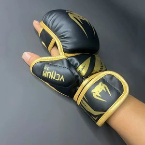 Rękawiczki bokserskie Half Finger Rękawiczki Sanda walczące i walczące oddychające rękawiczki bokserskie 240511