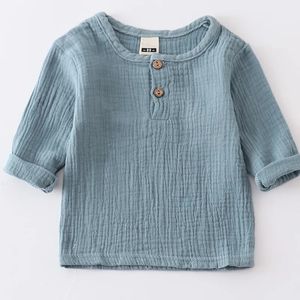 Baby Bio-Baumwoll-T-Shitr geborene Kleinkinder Jungen Tops Casual Frühling Sommer süße weiche Musselin Kleidung 0-6 Jahre Weiches T-Shirt 240517