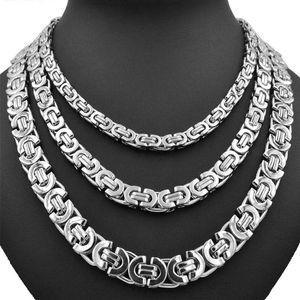 Rostfritt stål halsband byzantin länk silverkedja män kvinnor halsband het mode unisex tjocka silver halsband bredd 6mm 8mm 11mm 3043