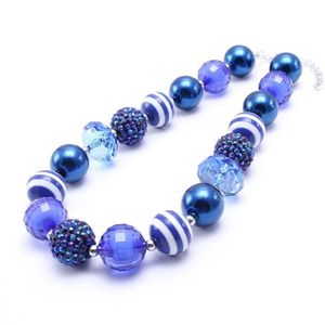 Beaded Necklaces Fashion Navy Blue Design Kid Chunky Bead Necklace Toddlers Girls Bubblegum Jewelry Gift For Children Drop Delivery P Dhnpy
