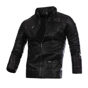 Mens couro Faux Moda Jackets de inverno masculino Pu Stand Collar Slim Fit Lether Motorcycle Zipper Casual Drop Delivery Apparel Clothin Dh6db