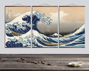 Cartazes e impressões Pintura Arte da parede Estilo japonês ukiyo e kanagawa surf lona arte pintura de parede imagens para sala de estar T200115671260