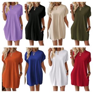 dresses for woman casual wear womens dresses Solid color Above Knee A Line Pockets Natural Elegant Summer Vacation S 2XL summer dress plus size womens clothing skirt