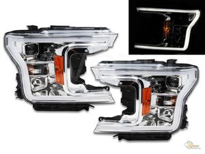 Chrome LED Plank Style Projector-strålkastare för 2018-2020 Ford F150 F-150 XL XLT