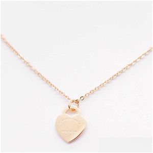 Pendant Necklaces New Style Stainless Steel Fashion T Necklace Jewelry Heart-Shaped Love For Womens Party Wedding Drop Delivery Otdp0