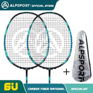 Alpsport XW 6U T800 Badminton Racket Ball Control Max 32 фунта защищенного импортируемого карбонового волокна Intermediateadvanced Amateur 240516