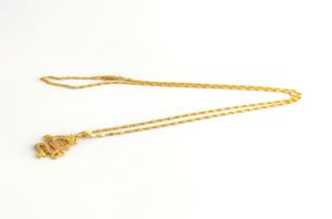 24K Подвеска настоящий твердый желтый тонкий золото подлинное отделка CZ Jewel Depalled 3d Luck USA Dragon Flat Chain Ожерелье 5791337