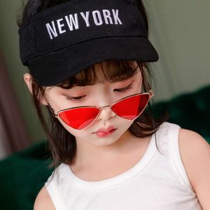 Baby 2023 New Cat Eye Kids Fashion Sunglasses UV400 Children Metal Triangle Cool Pink Sun Glasses Girls Boys