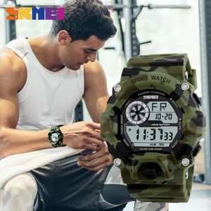 Skmei Outdoor Sport Watch Men Alarme Clock 5Bar Relógios militares à prova d'água LED DISPLAY SHOTE