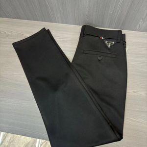 Triangle metal leather label suit pants straight leg pants simple casual pants for students Cropped Long trousers