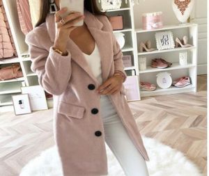 Frau Kleid rosa schwarze Tücher Jacke Wolle Windbrecher Button Vneck Langarm Kurzkleid Frauen Kim Kardashian Kylie Jenner Myria2146809