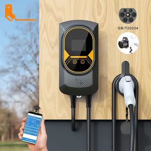 Electric Vehicle GBT Socket EVSE Wallbox 32A 22KW 3Phase 16A 11KW EV Charger APP Control Charging Station 7.6KW 5M Cable