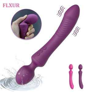 Flxur kraftfulla dildos vibrator dubbel motor trollstav gspot av massager sex leksak för kvinna klitoris stimulator vuxna masturbator 240507