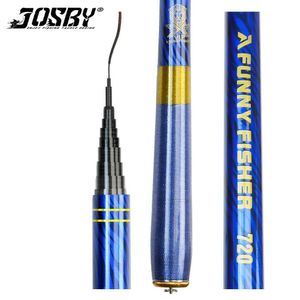 Hastes de pesca de barco Josby Ultra Light e Hard Fiber Telescópica Haste de Pesca 2,7m/3,6m/3,9m/4,5m/5,4m/6,3m/7.2m/8m/9m/10m HandlelLel2405