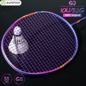 ALP GJ 10U UltraLight 52G T800 Badminton Racket Подлинное натяжение 2235 фунтов 13 кг Скорость Sport Взрзеточное углеродное волокно 240516