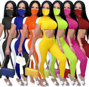 Women Tarcksuits 2 Piece Set Designer Maistexponerad kort ärm Suspender Trousers Club Tight Long Pants Casual Sports Suit8791854