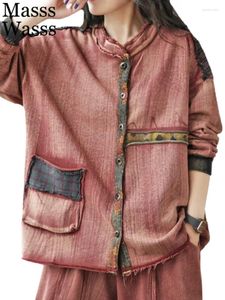 Женские куртки масса Wasss 2024 Винтажная дизайн одежда женская осенняя мод