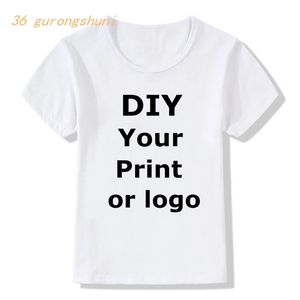 Anpassat ditt namn Print T Shirt Boys Girls Your Own Design Diy Po Kids Clothes Summer Tops White Tshirt 240517