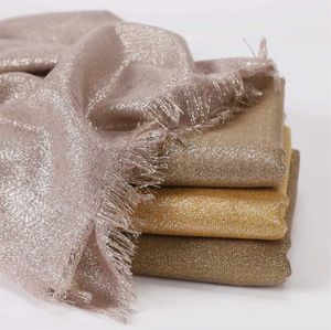 Bandanas Durag 2022 Senaste märkesdesign Scarf Shiny Solid Shls Rayon Fabric Gold Silk Silver Thread Shl Edge Scarf J240516
