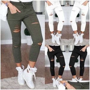 Kvinnor Jeans Design Ripped For Women Big Size Pipped Trousers Stretch Pencil Pants Leggings Ladies Drop Delivery Apparel Clothing Dhnt4