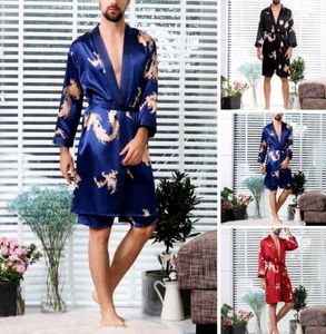 One Set Men Robe Shorts Sommer Dünne Longsleeved Pyjamas großer Bademäntel Nachtwege 9755716