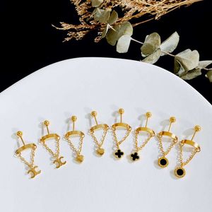 Titanium steel screw chain pendant ear bone nails niche personalized design sense fashionable K-gold non fading earrings