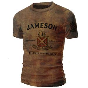 Men's Jameson irländsk whisky tryckt t-shirt kragefri sport avslappnad kortärmad topp M517 10