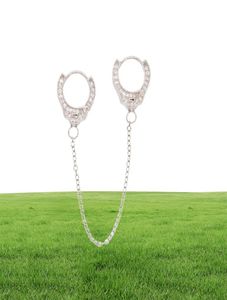 100 925 sterling silver handcuff earring 1 piece unique design long chain clip on hoop european women multi piercing earring7101226