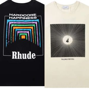 Rh designers Summer Mens Rhude T Shirts For Mens Tops Letter Polos Shirt Embroidery Womens Tshirts Clothing Short Sleeved Large Plus Size Te S Rhudes