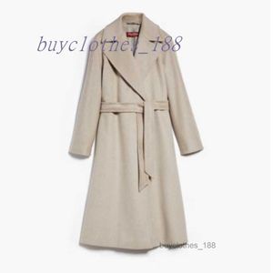 Kurtki damskie Wool Blend Coats Designer Trench Płaszcz 2024 Nowy wiosenny jesienna jesień Środkowa długość Koreańskie ubrania zimowe z paskiem 38ku