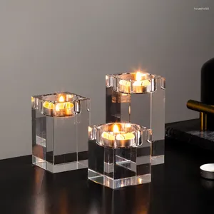 Candle Holders Glass Crystal Candlestick Advanced Dekoracja Home Light Luksusowe przy świecach obiadowych Romantyczne sentyment taca na cokole