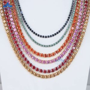 Hot Selling Iced Out VVS Bracelet Sier Red Pink Yellow Moissanite Diamond Tennis Chain Hip Hop Jewelry