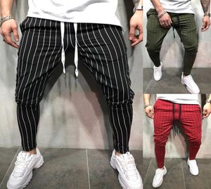 Mężczyźni w paski swobodne spodnie Slim Fit chude proste nogi miejskie spodnie spodnie dresowe Slim Fit Spodni joggers dresspanty Striped2096339