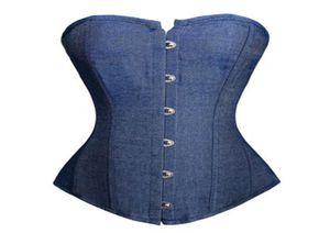 Jeans azul jeans bust bust espartilho plus size s6xl clássico laceup plástico bustier lingerie noite fora clubwear cosplay o7379859