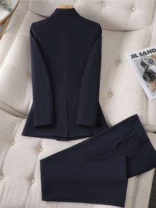 Elegant Women Suits Office Two Piece Womens Outifits Fashion Chic Slim Double Breasted Blazer Pants Sets